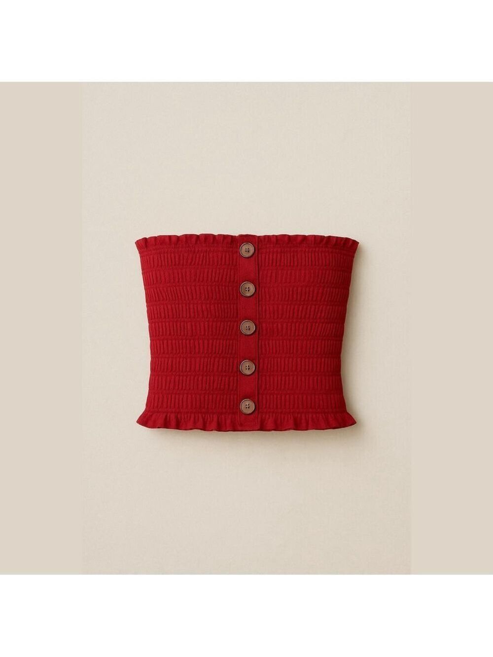 One Eleven Scarlet Strapless Crop Top Button Front XS